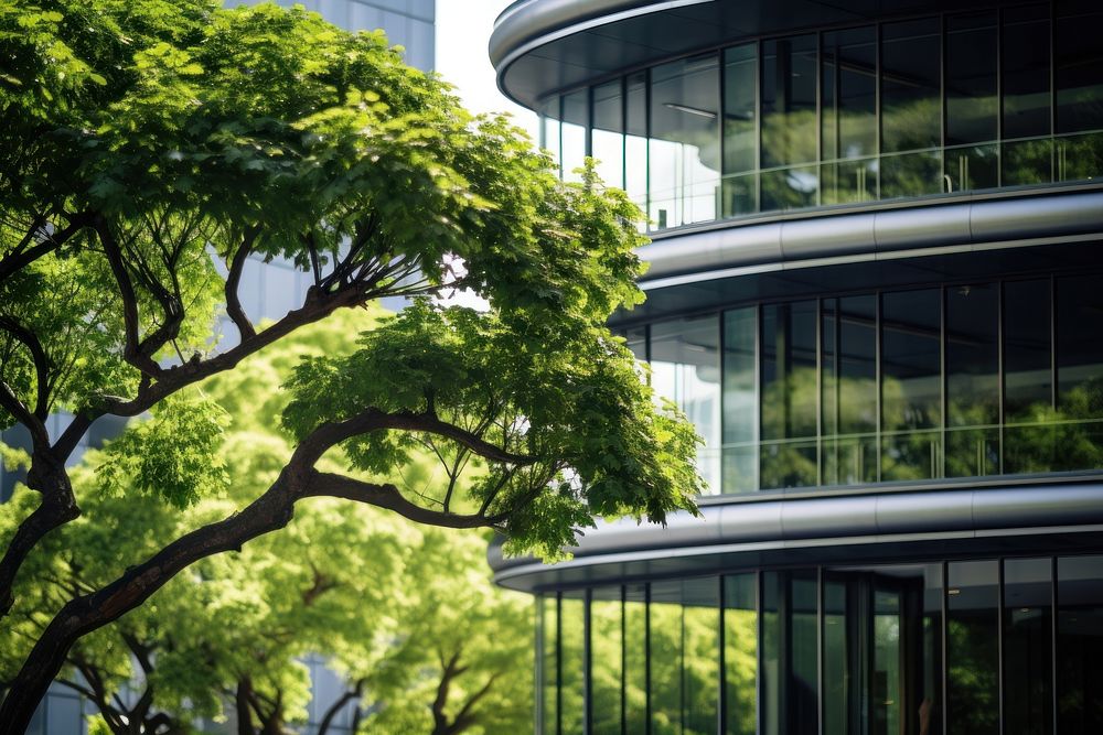 Sustainable building tree architecture outdoors. AI generated Image by rawpixel.
