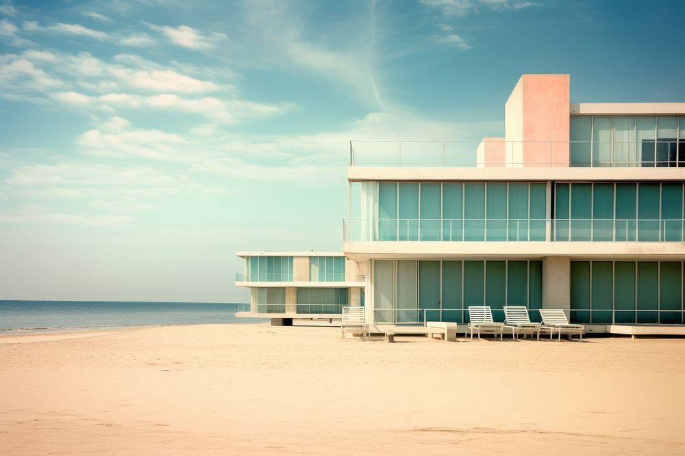 Modern buildings near beach architecture outdoors nature. AI generated Image by rawpixel.