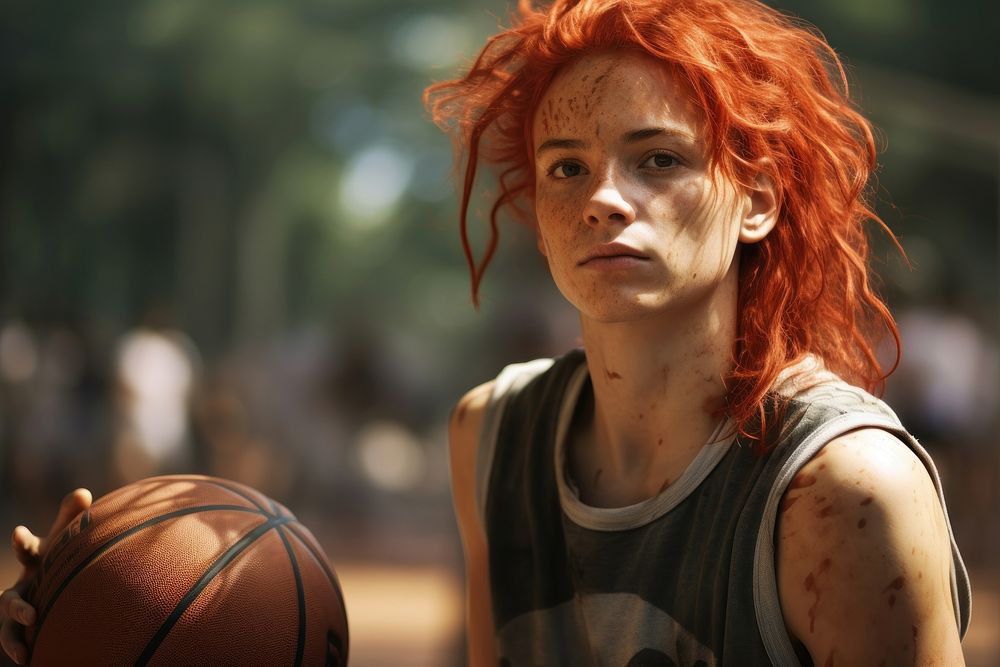 Red haired basketball player portrait sports adult. AI generated Image by rawpixel.