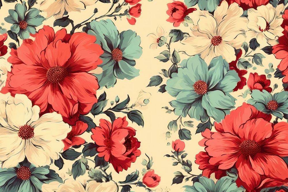 Retro floral background backgrounds pattern flower. AI generated Image by rawpixel.