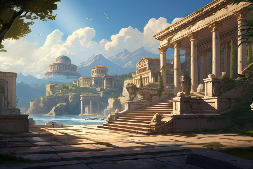 Roman style background architecture building outdoors. AI generated Image by rawpixel.