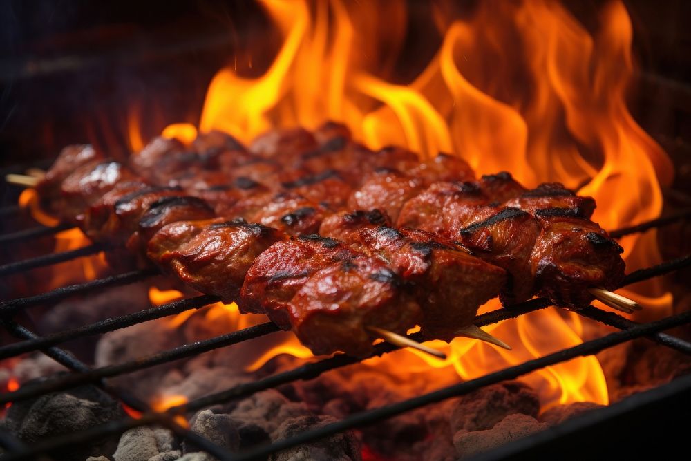 Shwarma bbq grilling cooking food. AI generated Image by rawpixel.