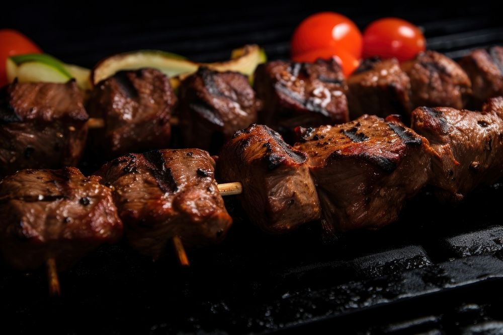 Shwarma bbq grilling cooking meat. AI generated Image by rawpixel.