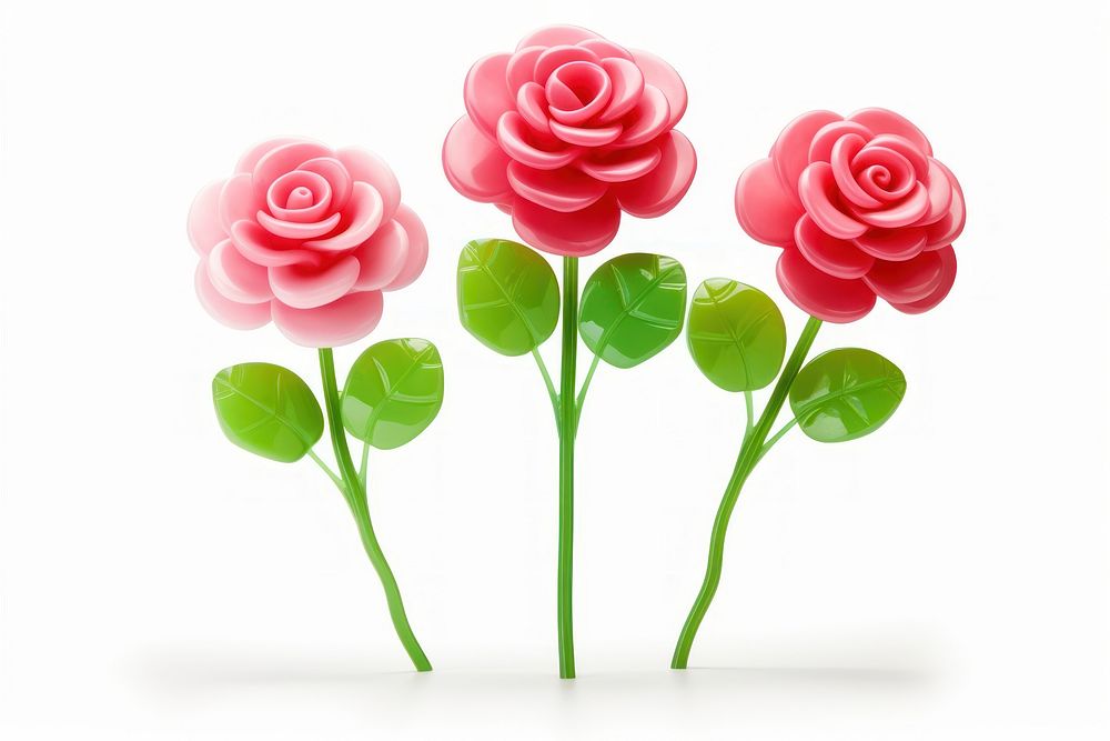 Simple rose flowers and a green bush lollipop sweets plant. AI generated Image by rawpixel.