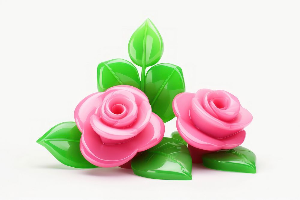 Simple rose flowers and a green bush plant candy food. AI generated Image by rawpixel.