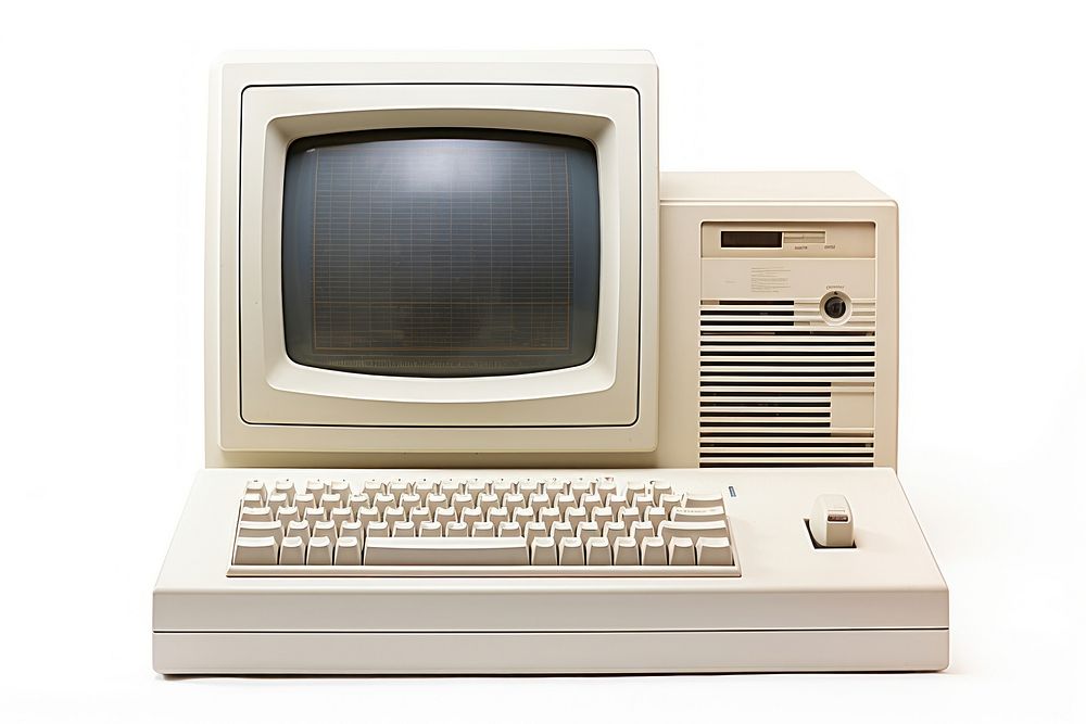Vintage computer white background electronics technology. AI generated Image by rawpixel.