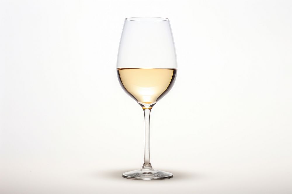 A glass of white wine bottle drink white background. AI generated Image by rawpixel.
