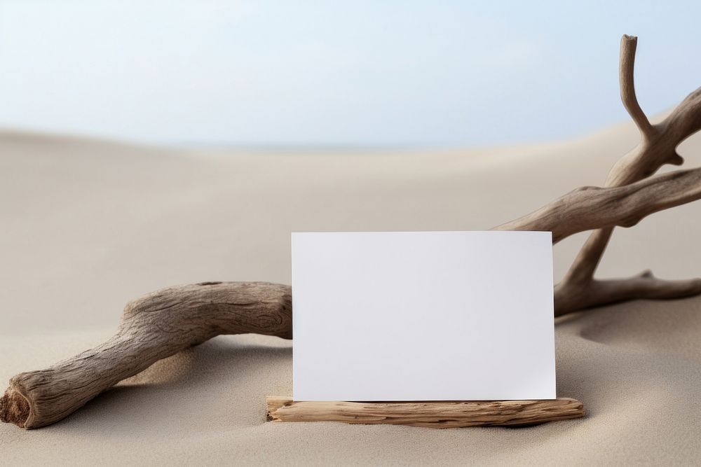 Card driftwood paper sand. AI generated Image by rawpixel.
