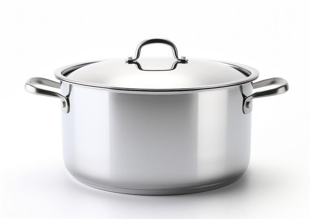 Stainless steel pot with handles appliance white background saucepan. AI generated Image by rawpixel.