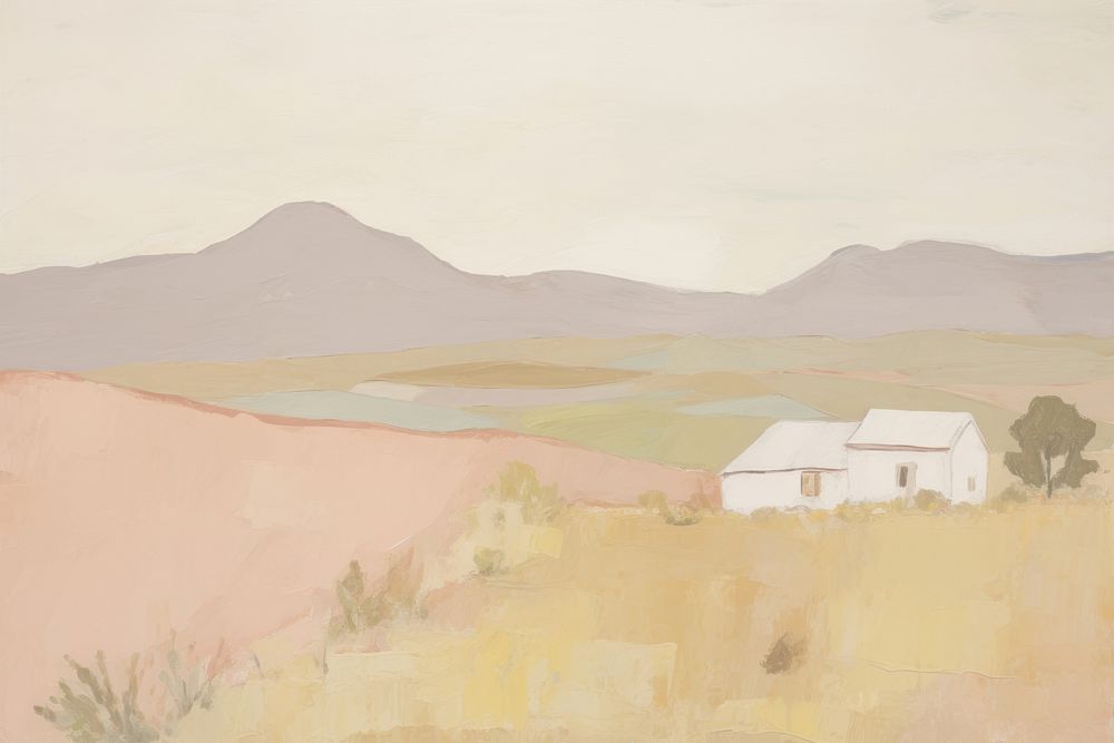 Painting architecture countryside outdoors. AI generated Image by rawpixel.