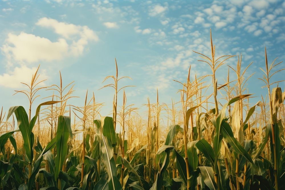 Corn field on countryside agriculture outdoors nature. AI generated Image by rawpixel.