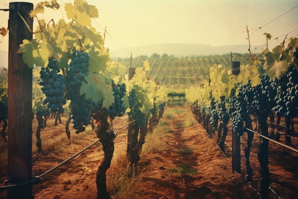 Vineyard on countryside outdoors nature farm. AI generated Image by rawpixel.