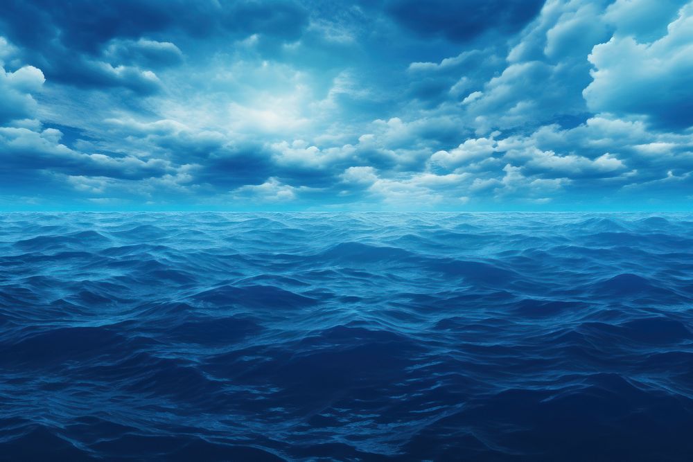 Blue vast ocean no sky outdoors horizon nature. AI generated Image by rawpixel.