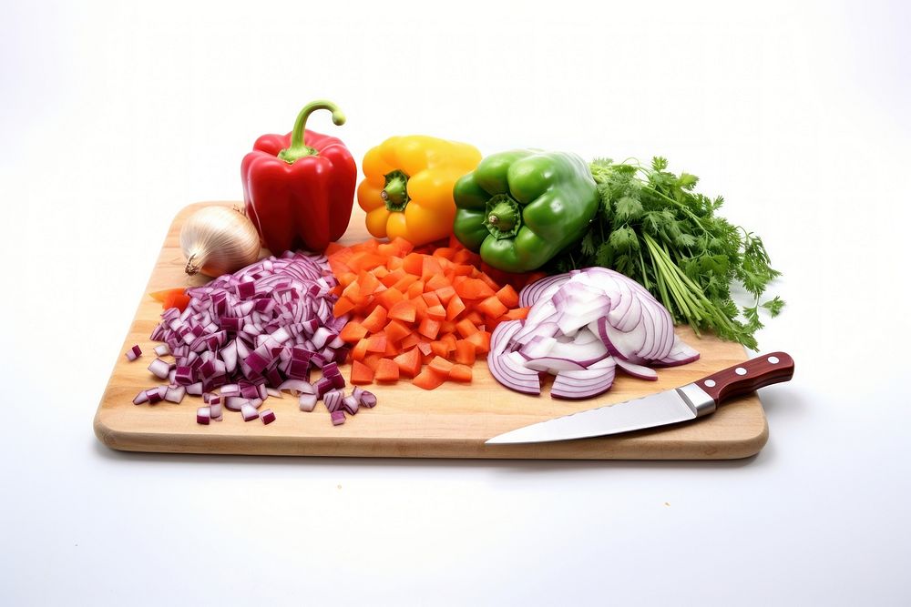 Chopping vegetables food white background cauliflower. AI generated Image by rawpixel.