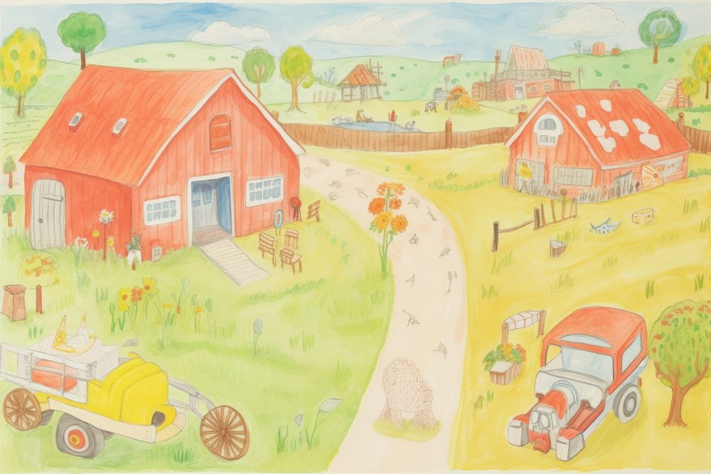 Farm drawing sketch architecture. AI generated Image by rawpixel.