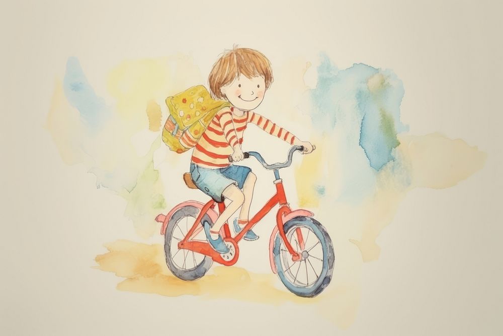 Kid ride a bicycle painting vehicle cycling. AI generated Image by rawpixel.