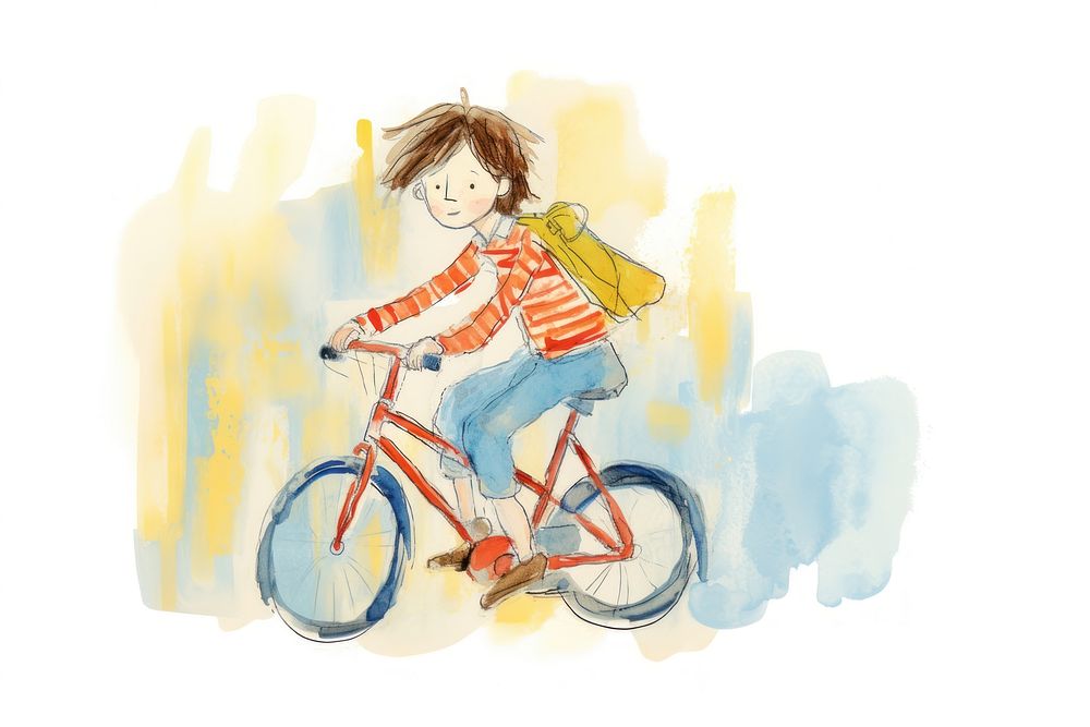 Kid ride a bicycle vehicle cycling drawing. 