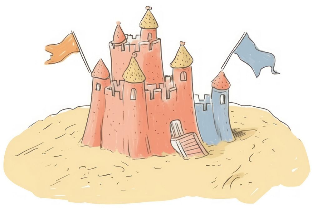 Minimal sand castle architecture outdoors drawing. AI generated Image by rawpixel.