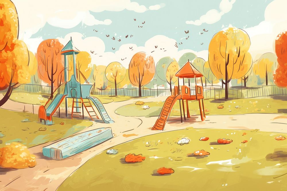 Park playground outdoors drawing. AI generated Image by rawpixel.