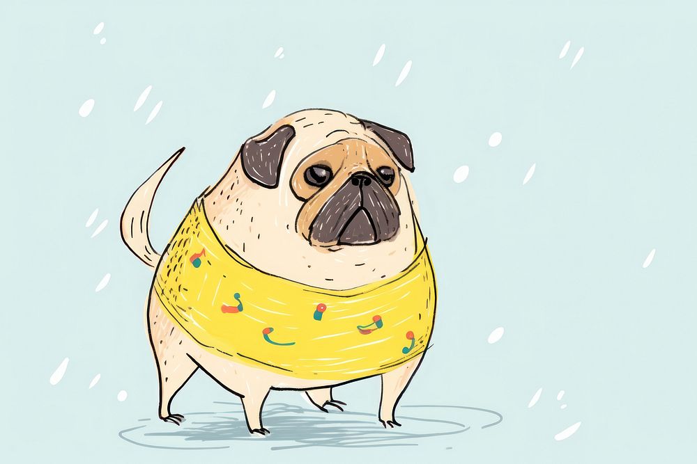 Pug animal mammal sketch. AI generated Image by rawpixel.
