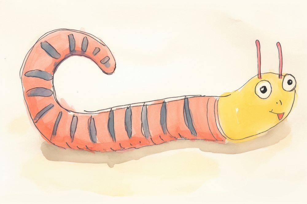 Worm drawing animal sketch. AI generated Image by rawpixel.