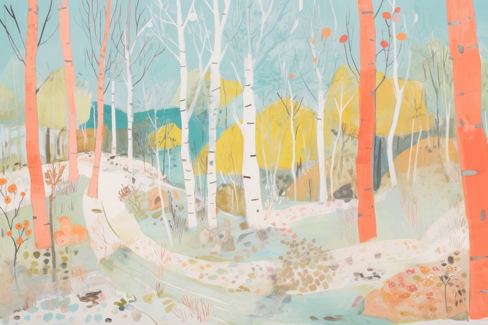 Winter forest backgrounds painting outdoors