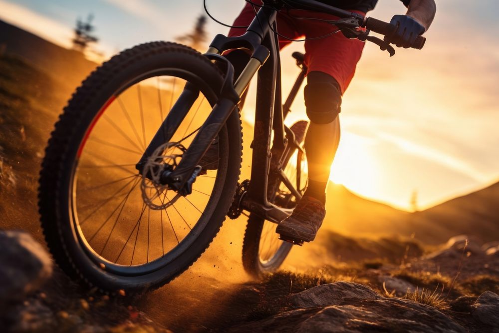 Man riding mountain bicycle sports vehicle cycling. AI generated Image by rawpixel.
