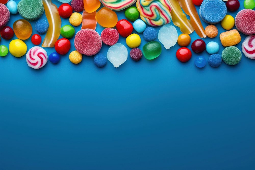 Delicious candy confectionery backgrounds blue. AI generated Image by rawpixel.