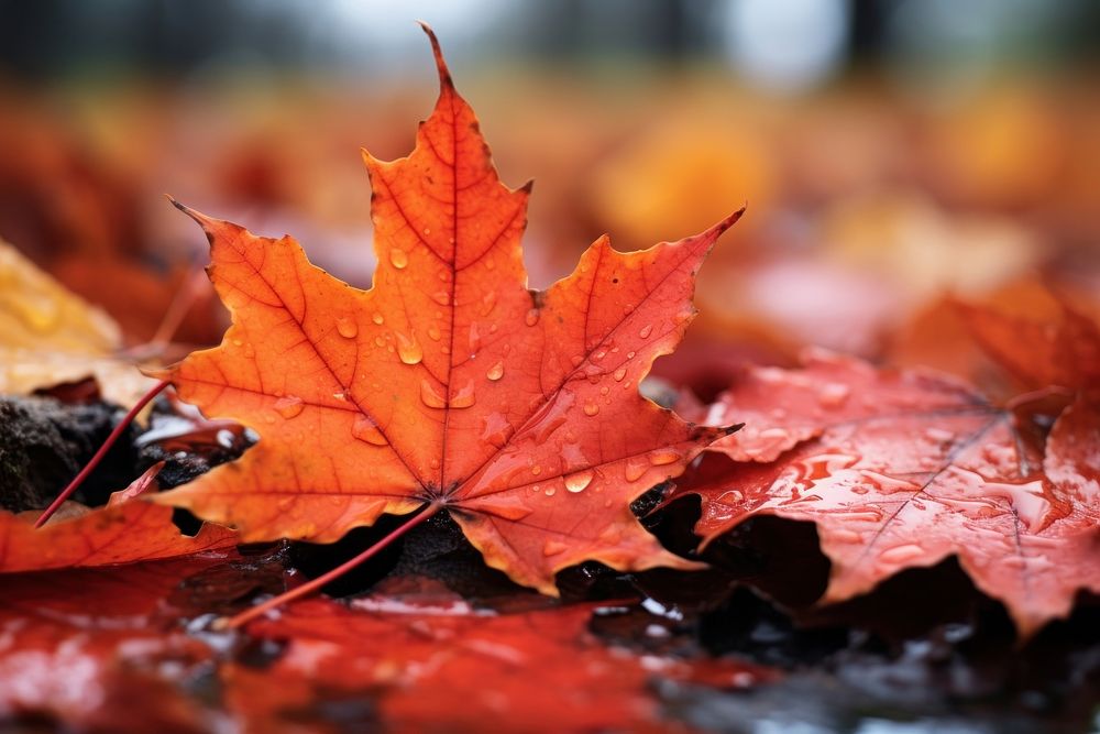 Fall leaves focus maple plant leaf. AI generated Image by rawpixel.