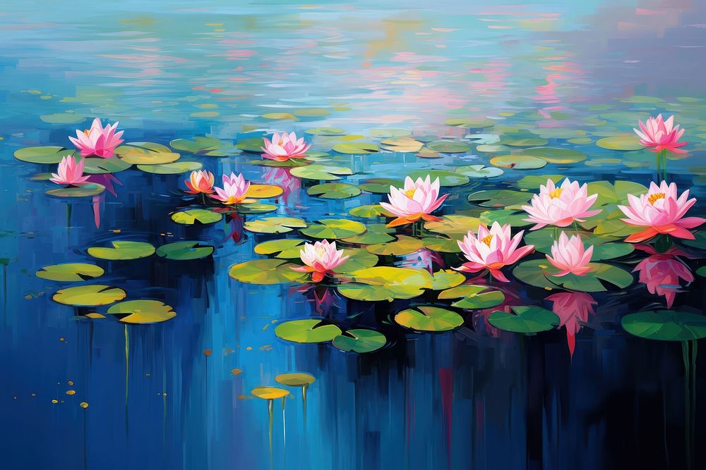 Simple lotus pond painting outdoors flower