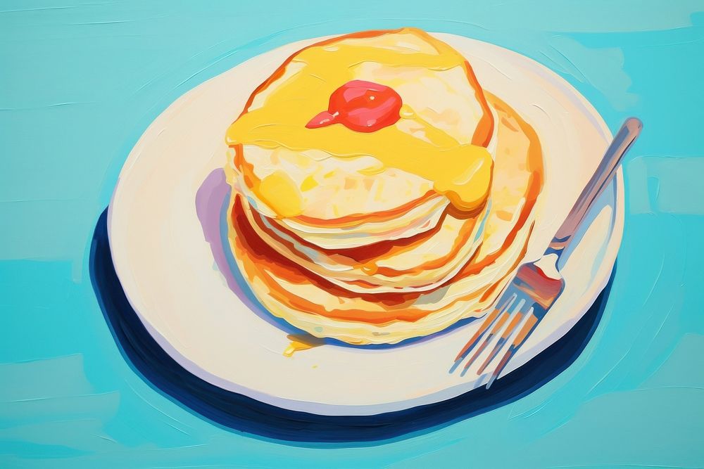 Top view pancake painting dessert food. AI generated Image by rawpixel.