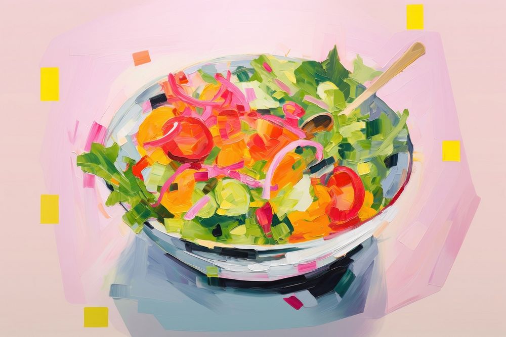 Top view of salad painting food bowl. AI generated Image by rawpixel.