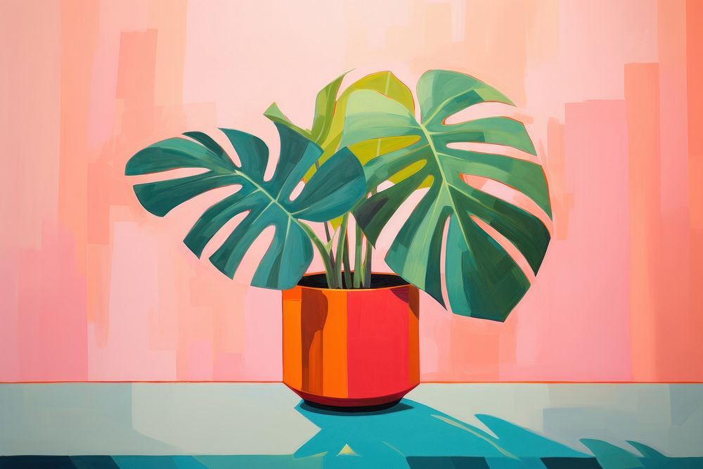 Plant on pot painting leaf art. AI generated Image by rawpixel.