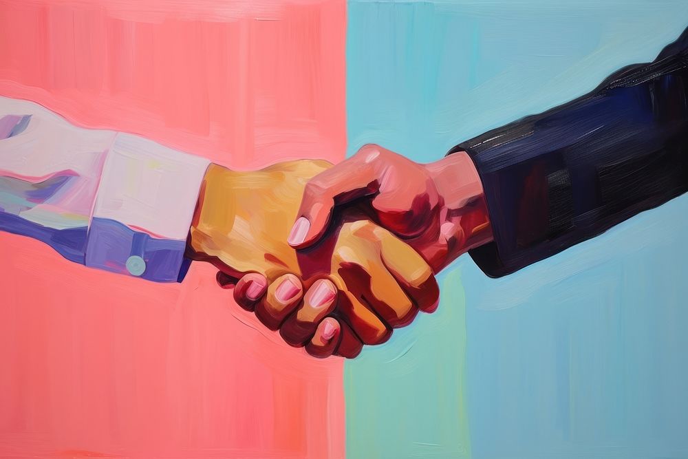 Handshake painting togetherness creativity. AI generated Image by rawpixel.