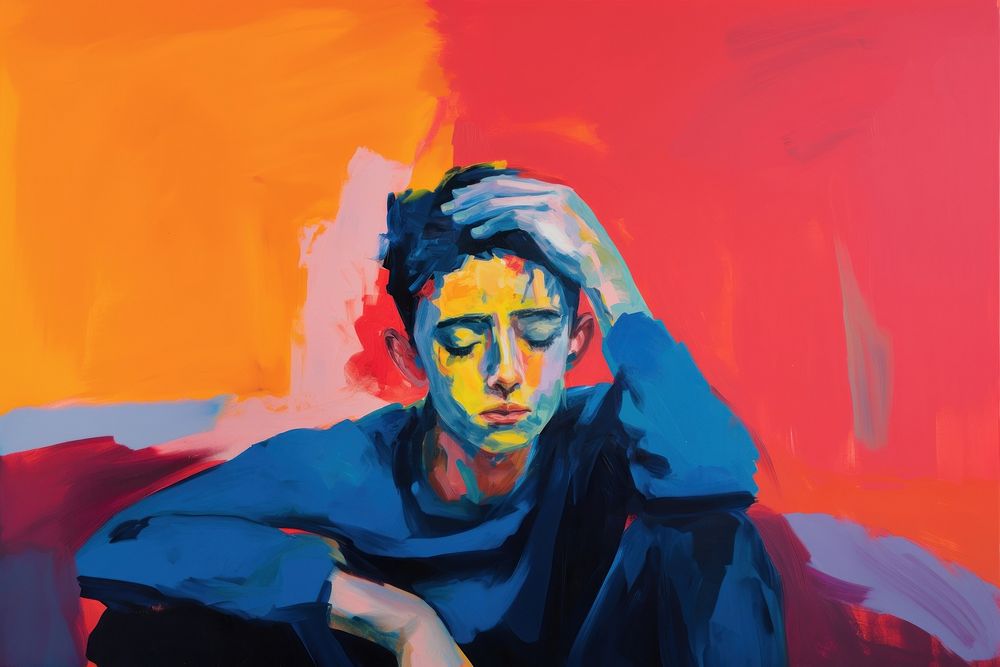 Person sad painting portrait art. AI generated Image by rawpixel.