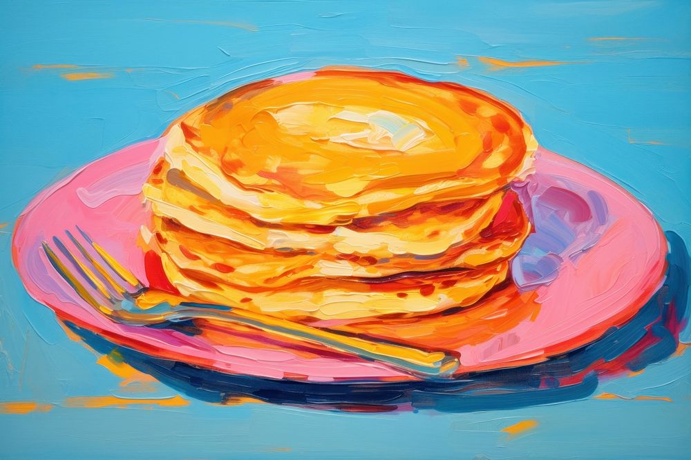 Top view pancake painting food breakfast. AI generated Image by rawpixel.