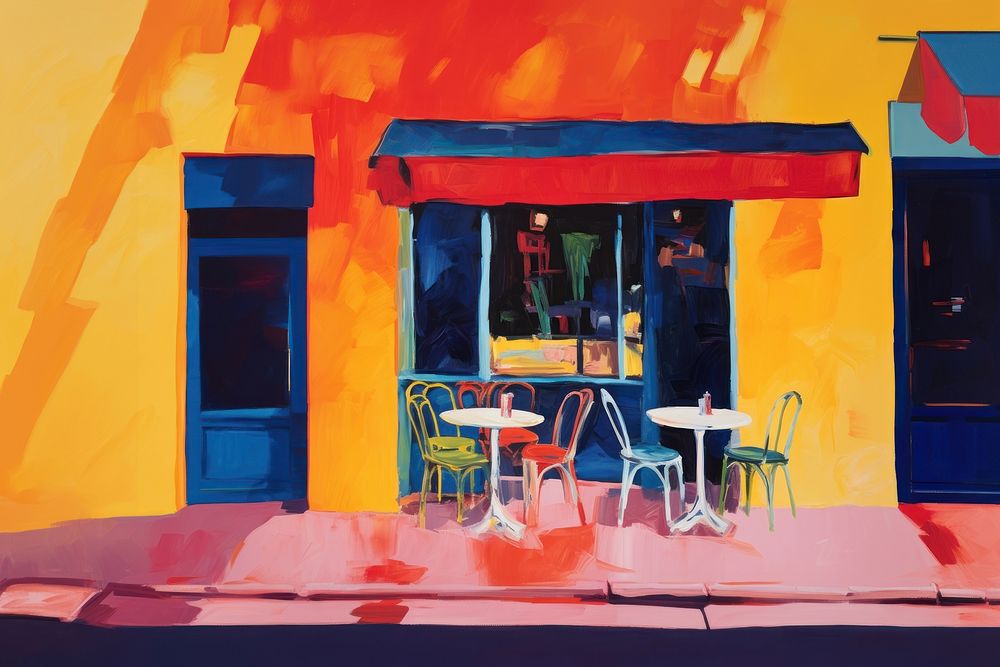 Simple italian restaurant painting chair cafe. AI generated Image by rawpixel.