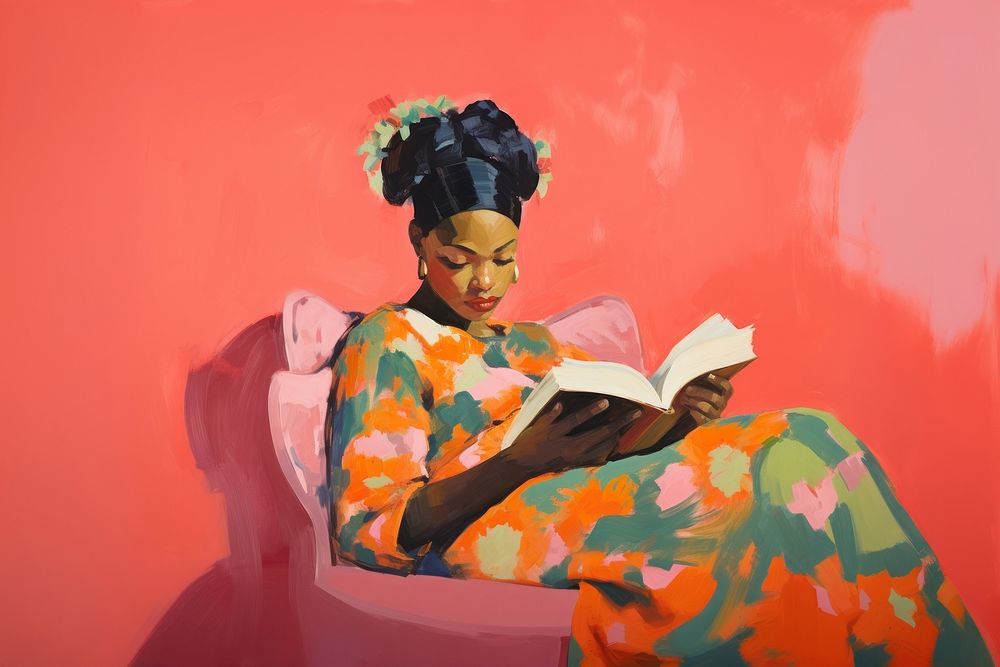 African kid reading book painting adult art. AI generated Image by rawpixel.