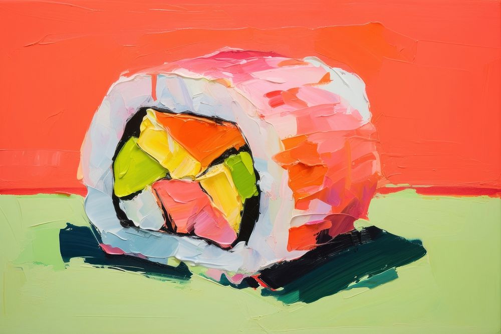 Sushi painting rice food. AI generated Image by rawpixel.
