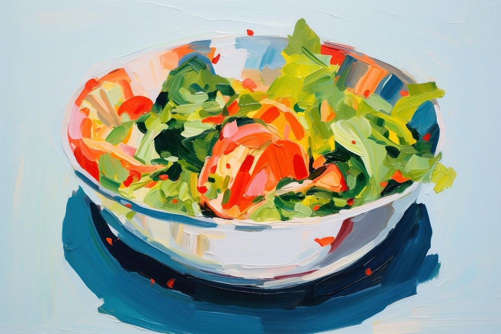 Top view of salad painting food bowl. AI generated Image by rawpixel.