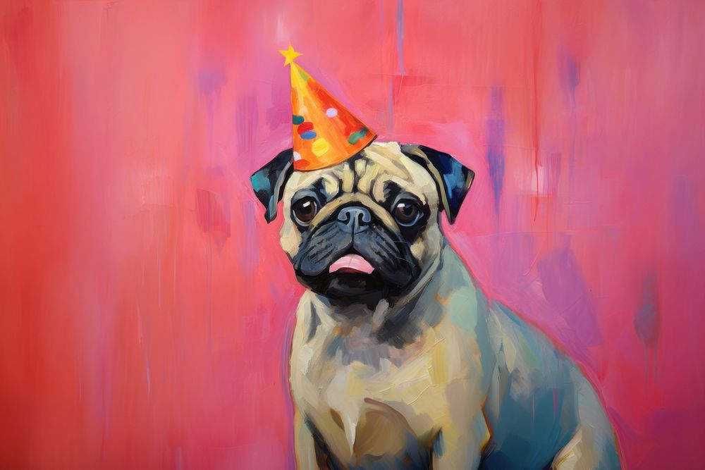 Pug painting mammal animal. AI generated Image by rawpixel.