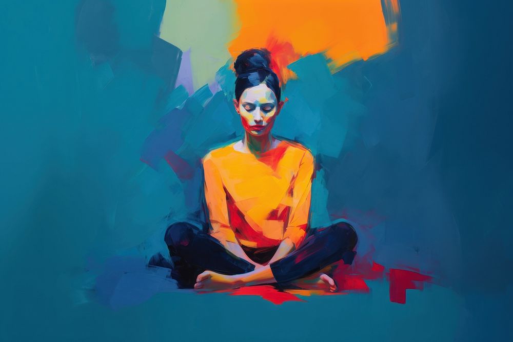 Woman do meditation painting art spirituality. AI generated Image by rawpixel.
