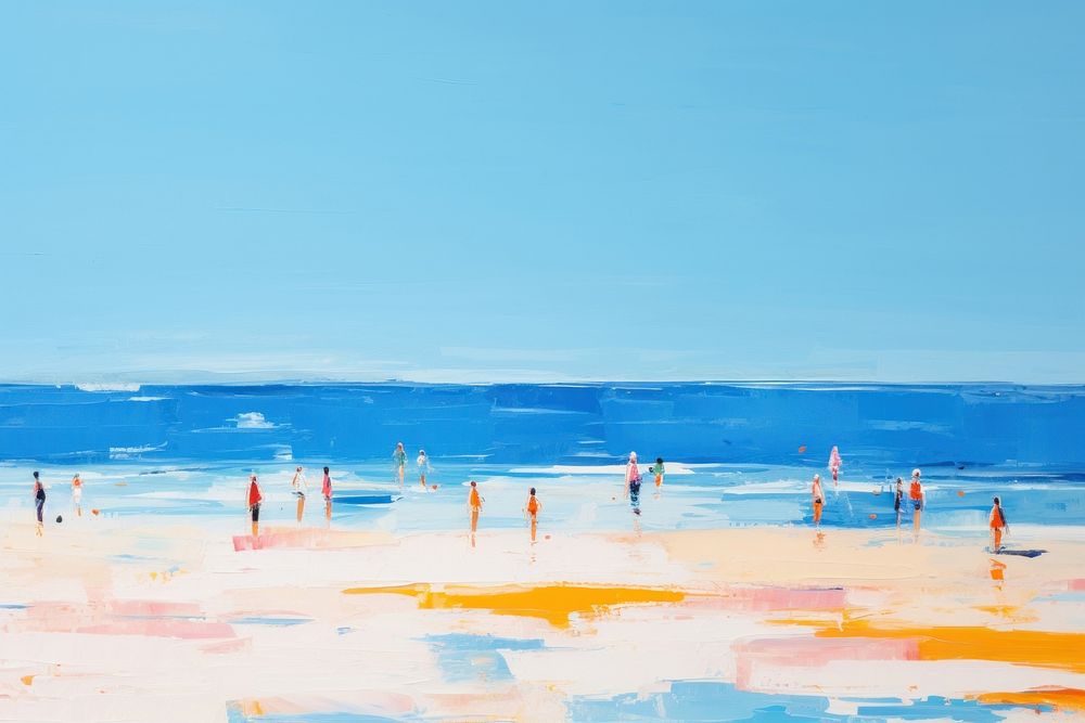 Simple beach with blue sky painting outdoors horizon