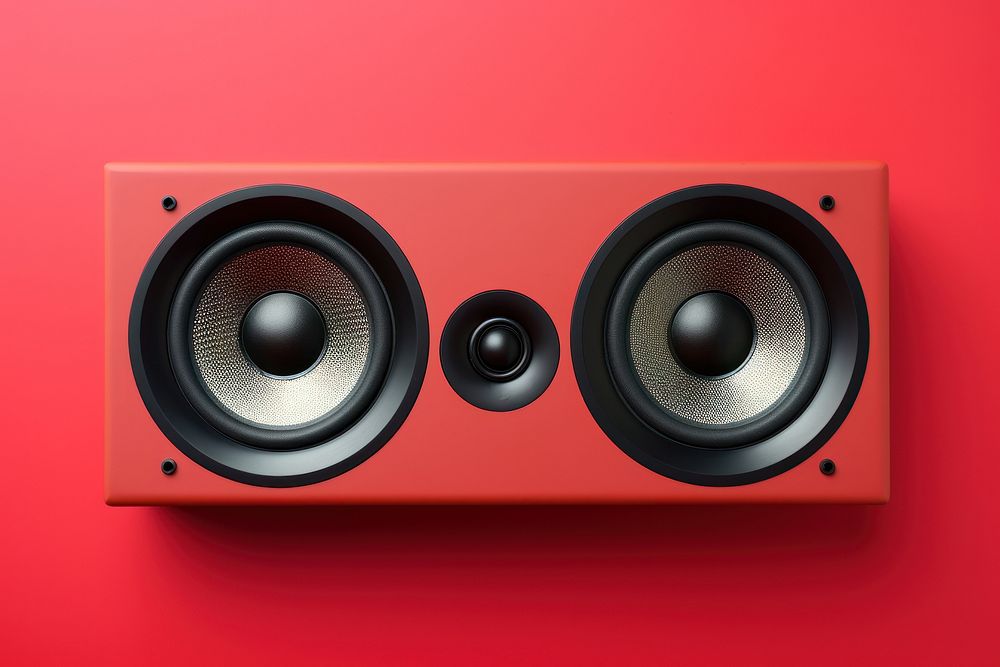 Modern speaker electronics red red background. AI generated Image by rawpixel.