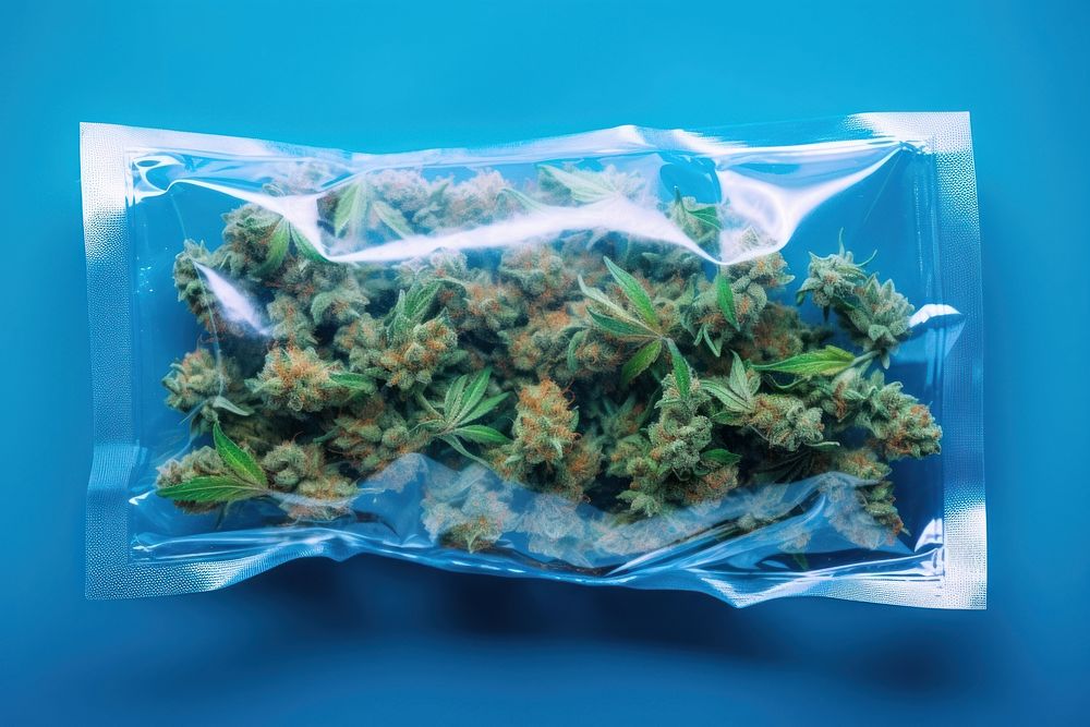 Cannabis in plastic bag plant freshness vegetable. AI generated Image by rawpixel.