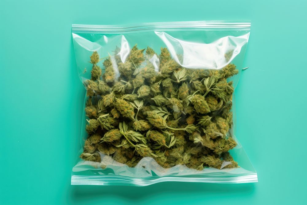 Cannabis in plastic bag plant herbs freshness