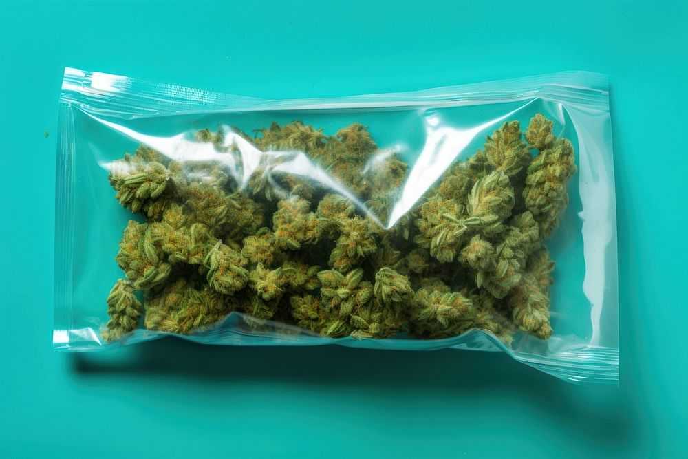Cannabis in plastic bag plant narcotic medicine. AI generated Image by rawpixel.