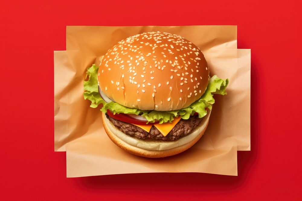 Cheeseburger paper food red. AI generated Image by rawpixel.
