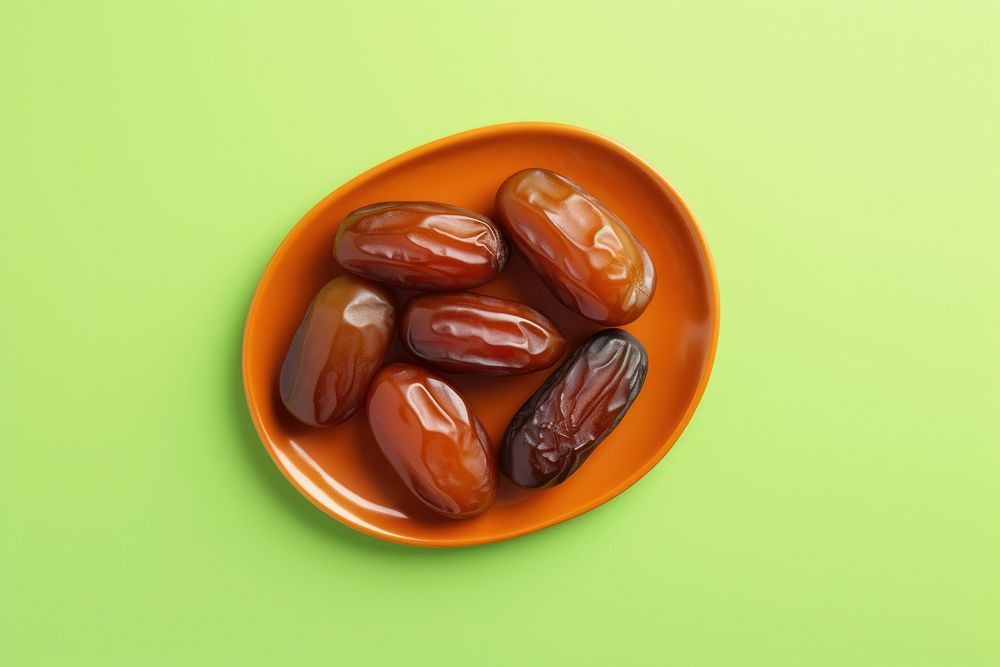Dates plate plant food. AI generated Image by rawpixel.