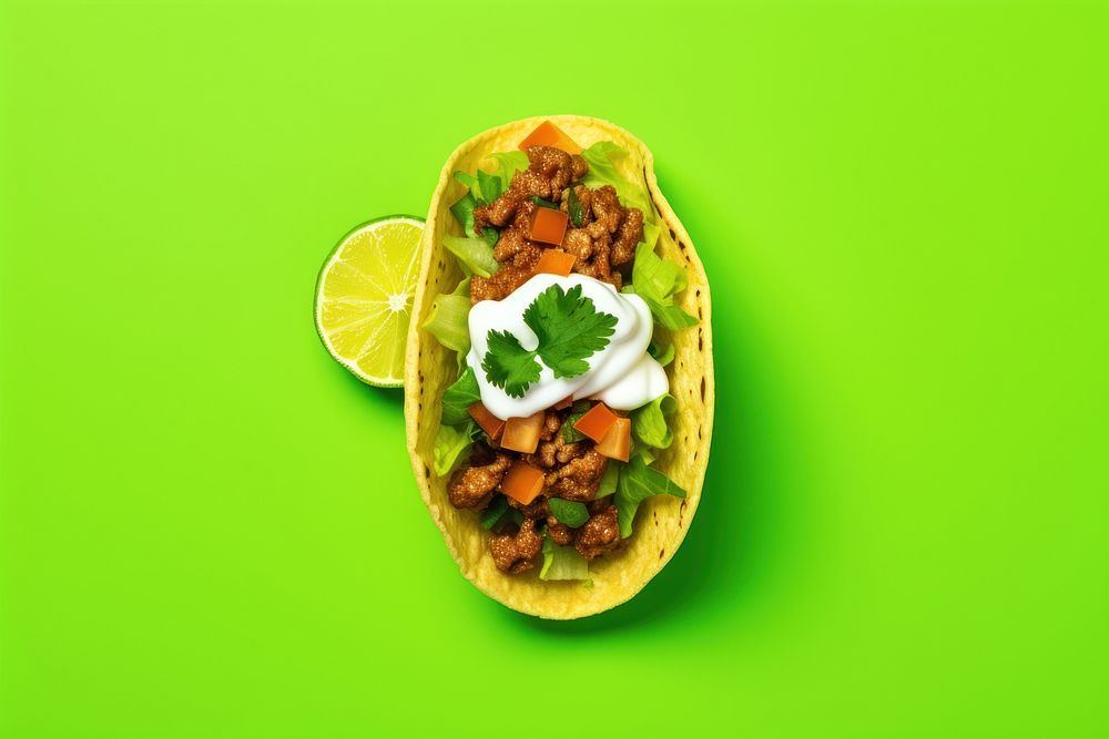 Taco green food green background. AI generated Image by rawpixel.